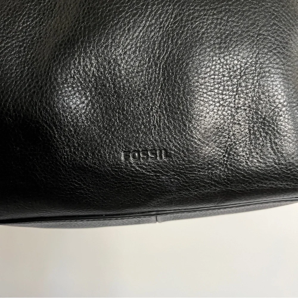 Fossil Black Brown Rachel Small Leather Satchel Purse Handbag Classic - no strap